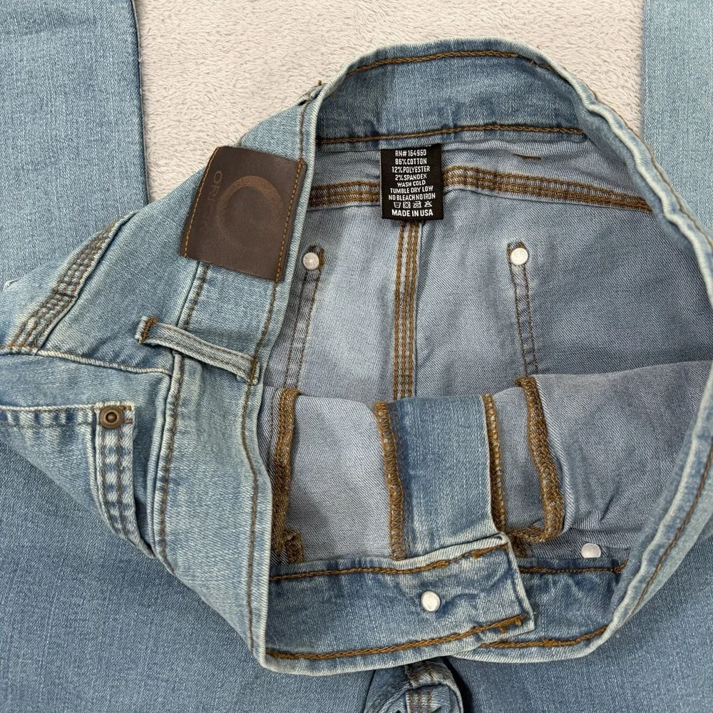 Origin Maine D68 Delta 68 Jeans Mens 34x38 Light Blue Wash Stretch Made in USA